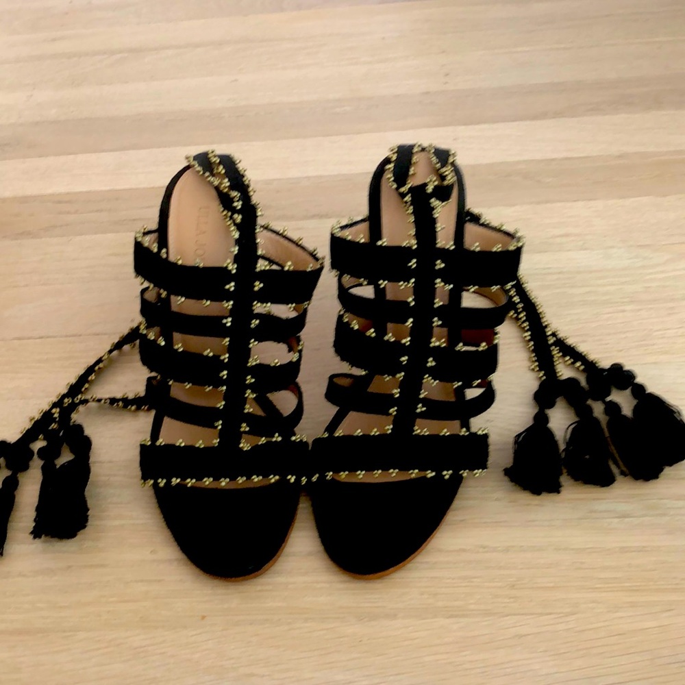 Ulla Johnson Heels Sz 37 Sabina Black Suede Tassel